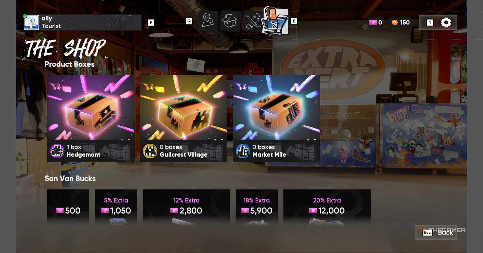 Boxes in the shop in Skate.