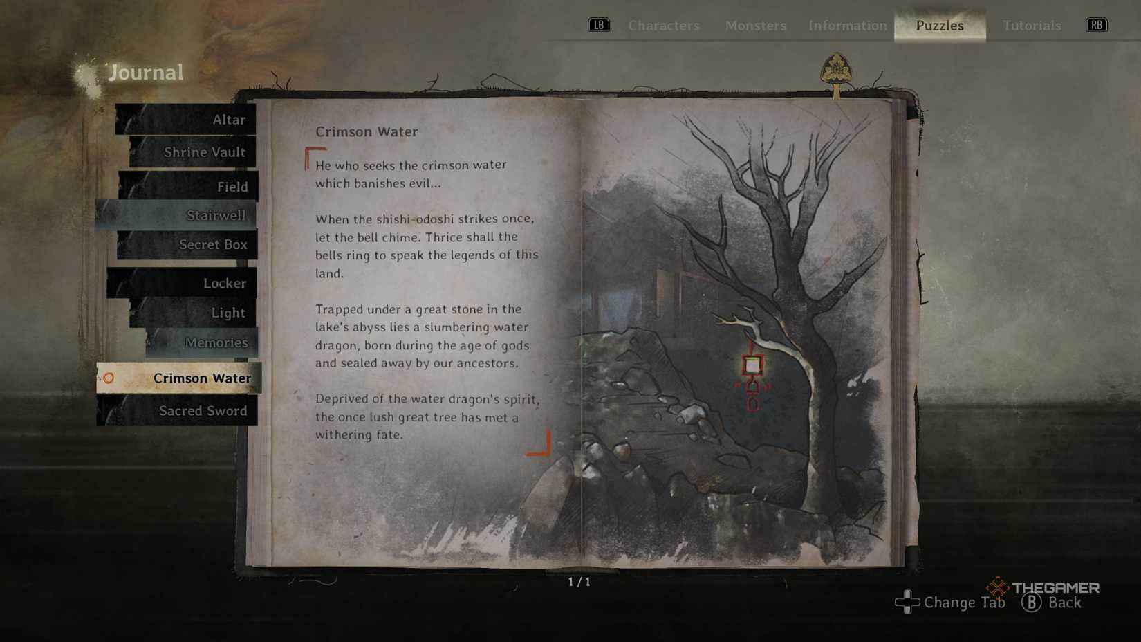 The description of the Crimson Water puzzle in Silent Hill f.