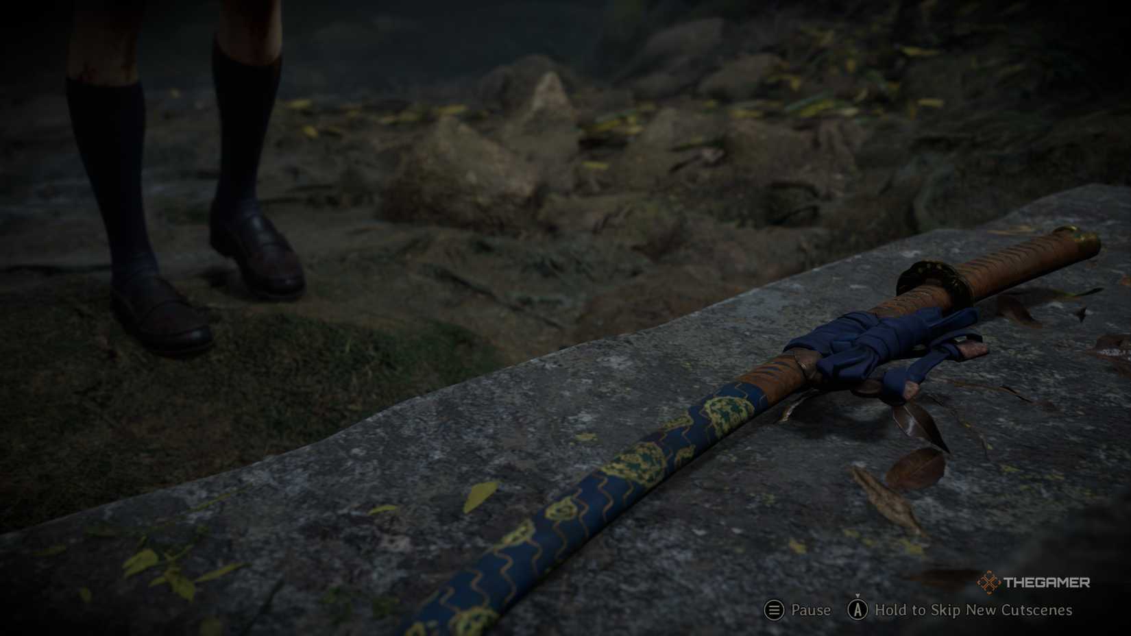 The sacred sword resting on its altar in silent hill f.