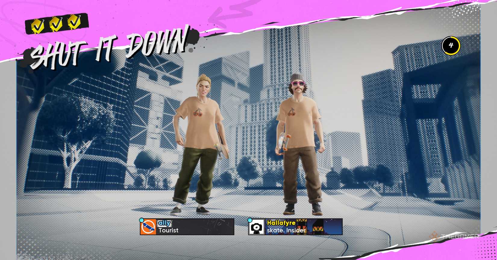 Two SKate players after completing a main mission.