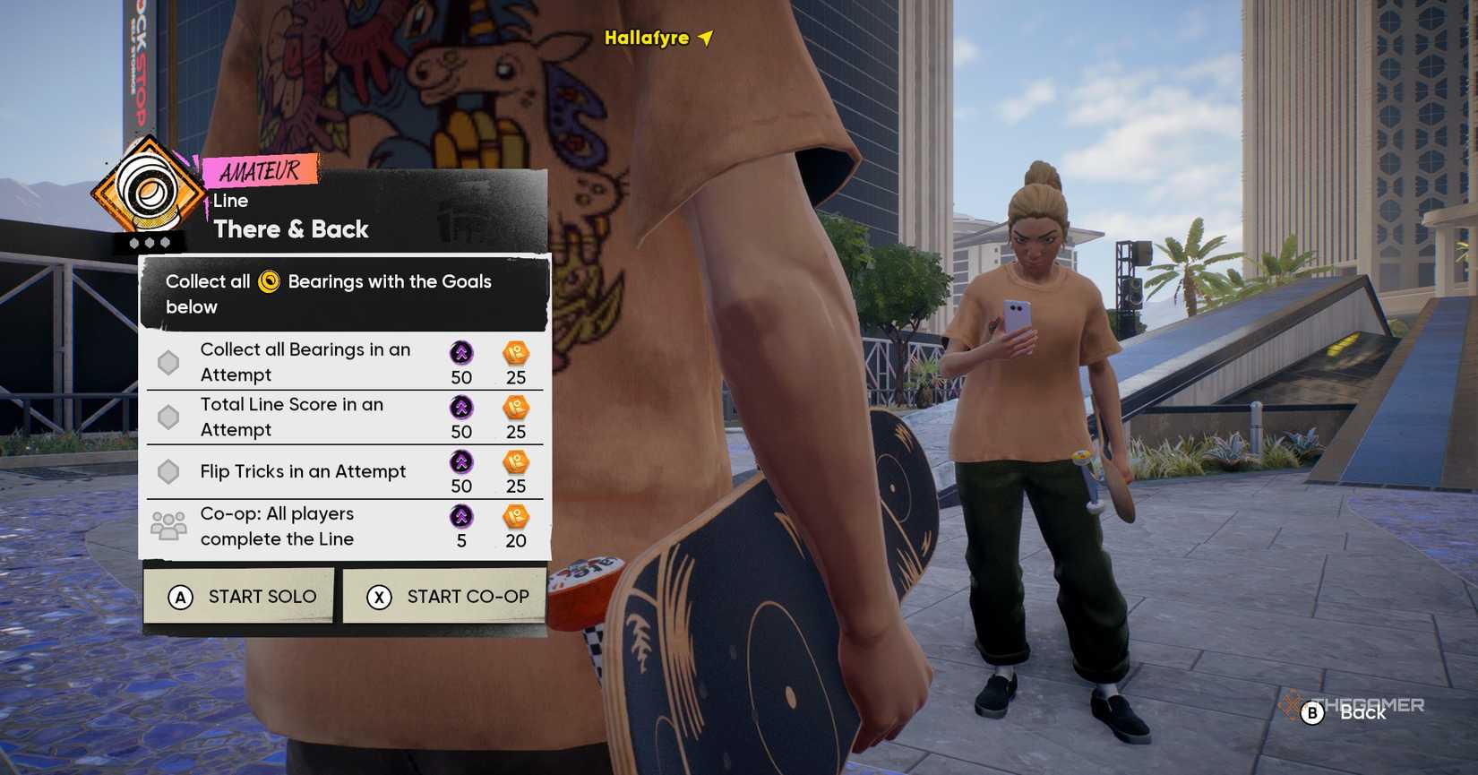 A Rip Chip score card with a player standing in Skate.