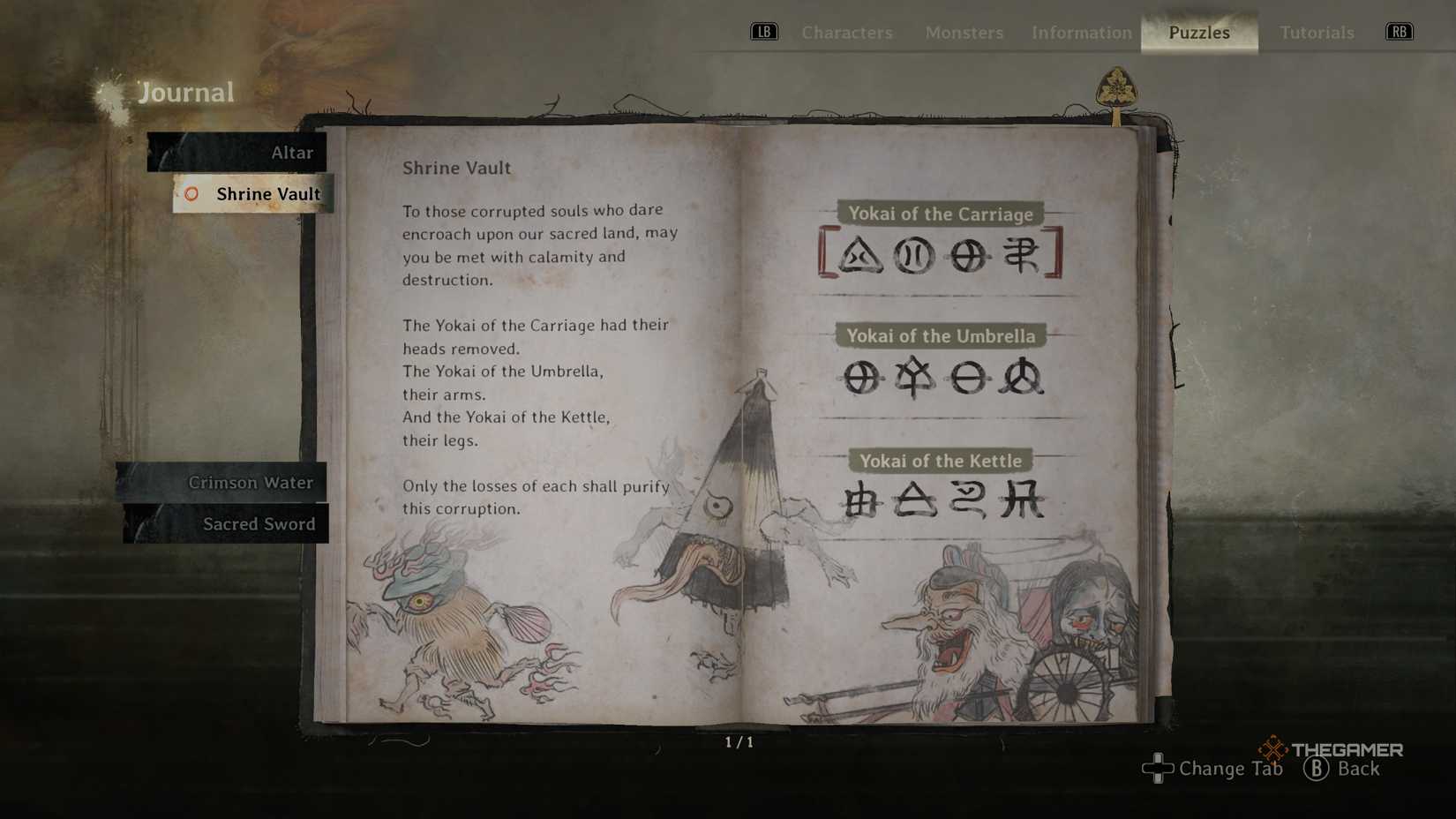 The journal entry for the shrine vault puzzle in lost in the fog in silent hill f.