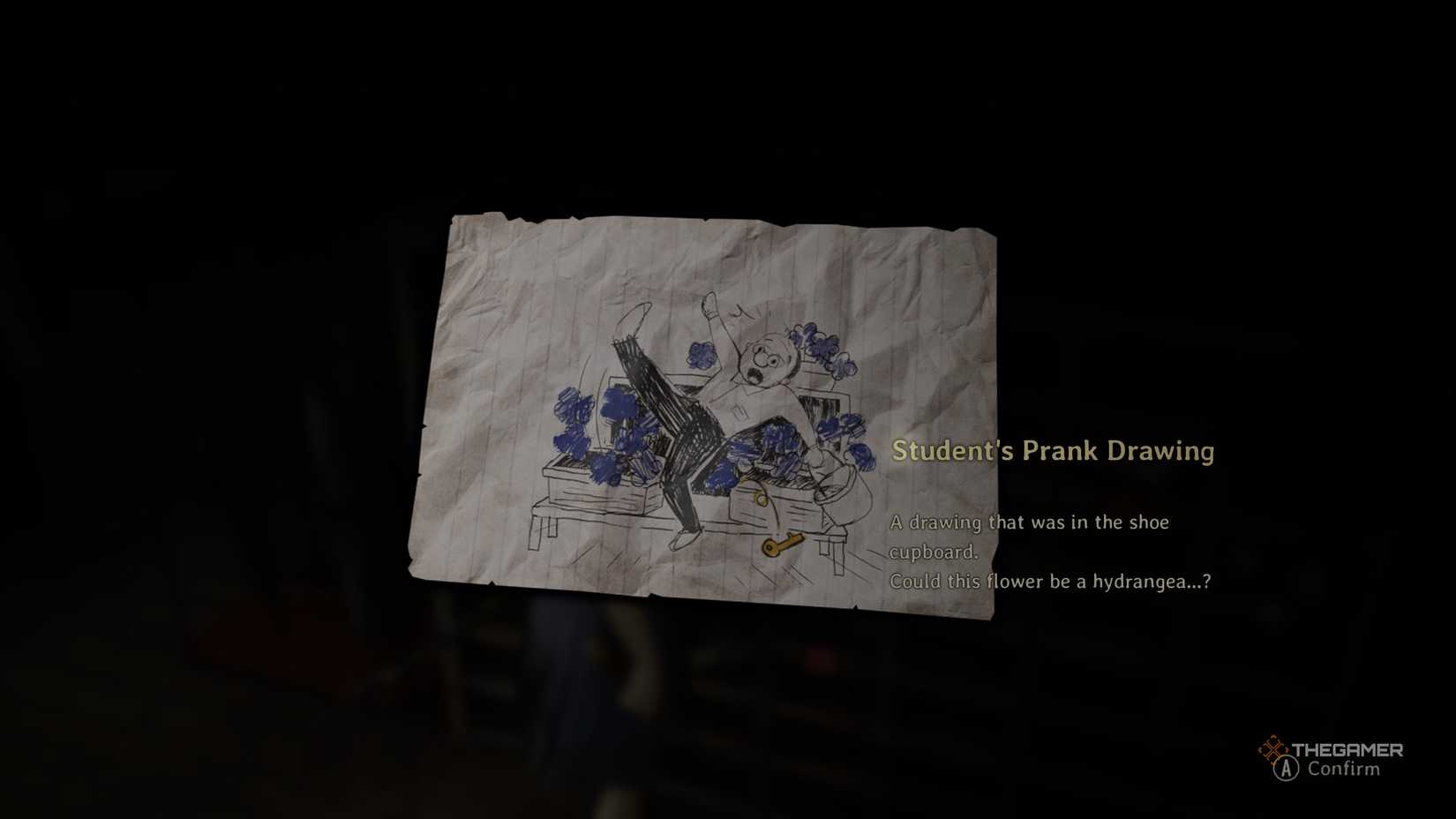 The student's prank drawing in silent hill f.