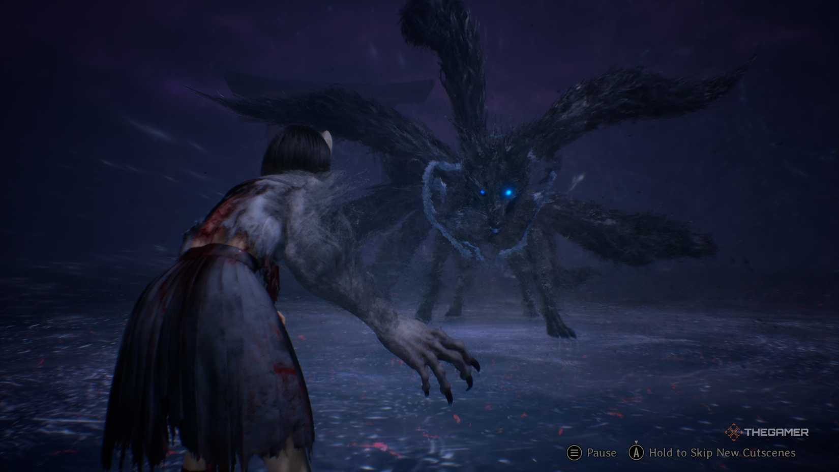 Kyubi roaring at Otherworld Hinako in Silent Hill f.