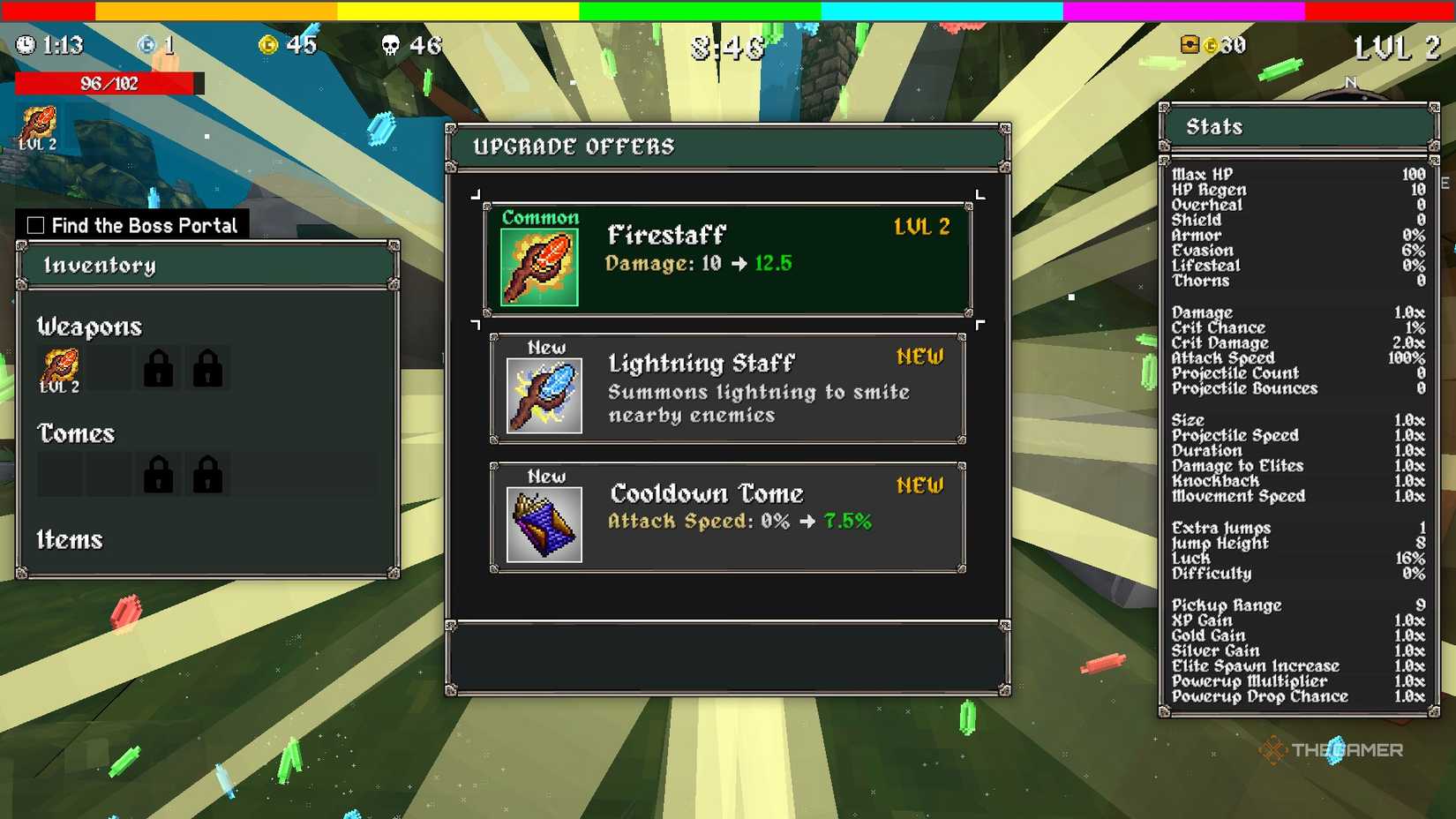 Character in Megabonk leveling up attack speed.