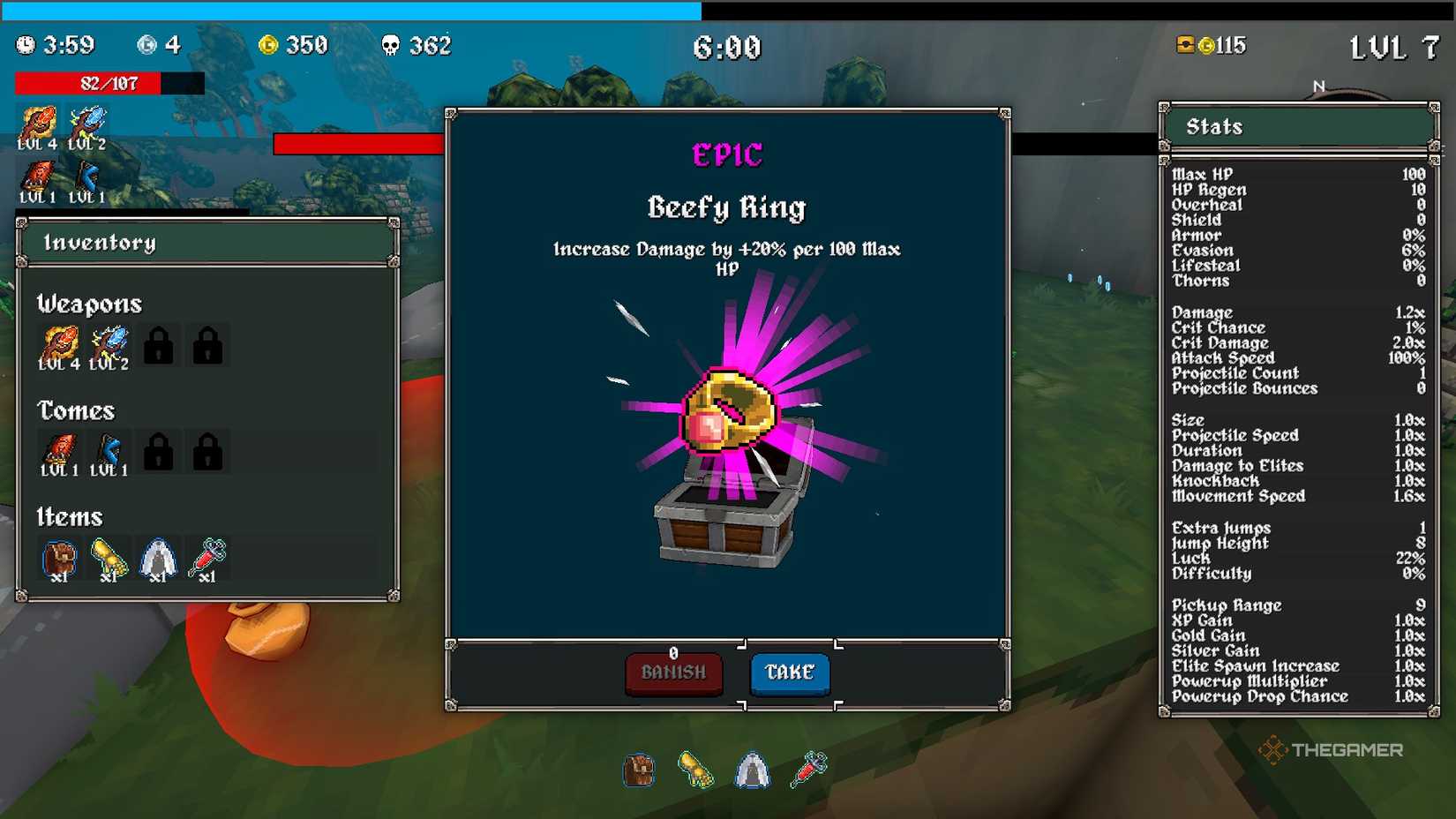 Character in Megabonk opening a chest.