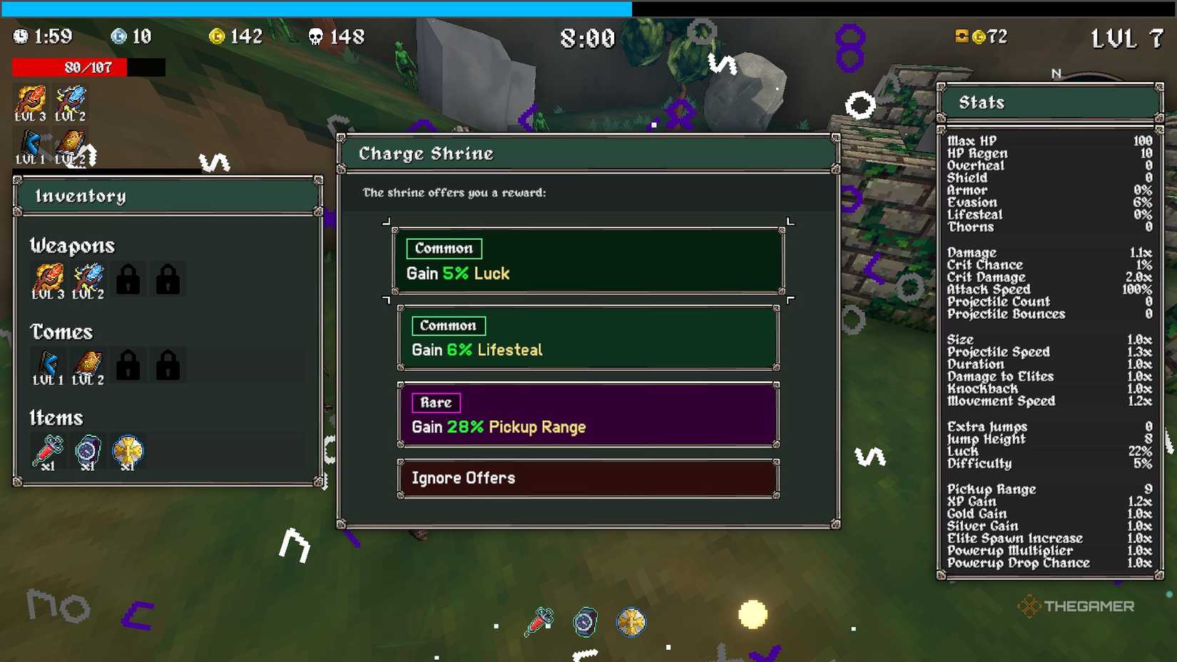 Shrine options pulled from RNG in Megabonk.