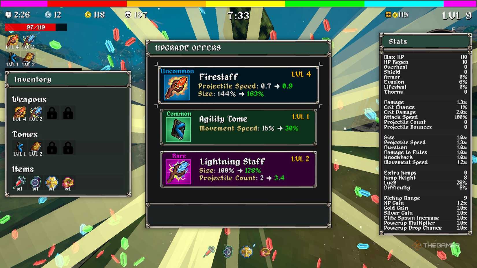 Items pulled from RNG in Megabonk.
