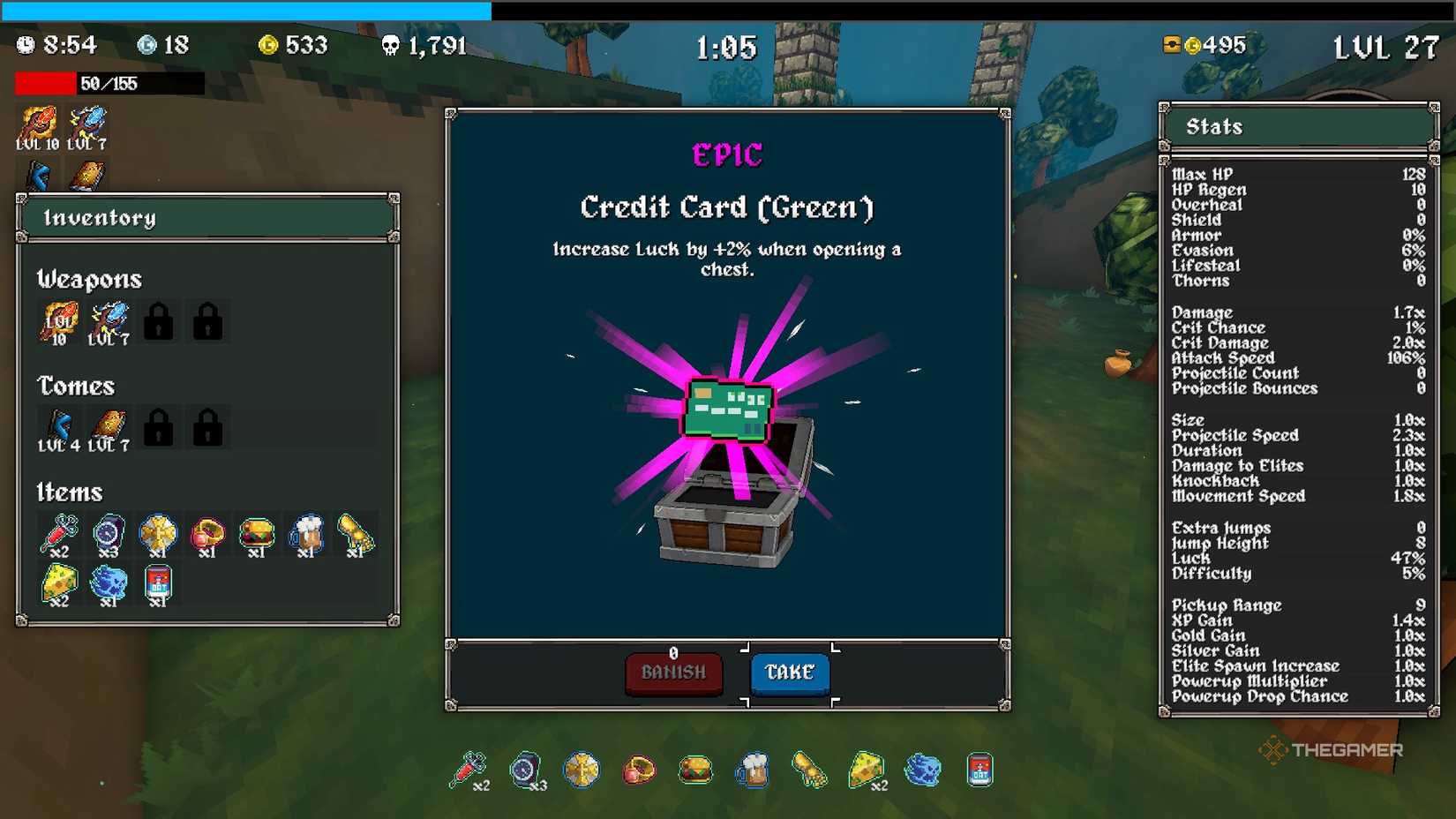 Credit Card pulled from RNG in Megabonk.
