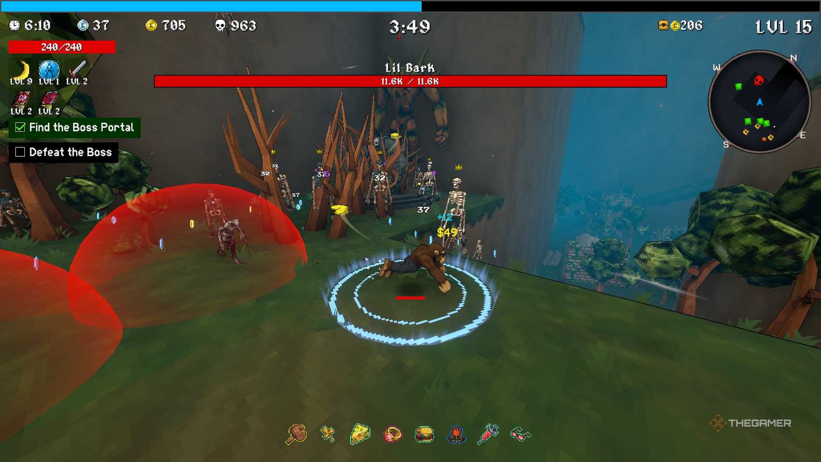Lil Bark shooting his attack in Megabonk.