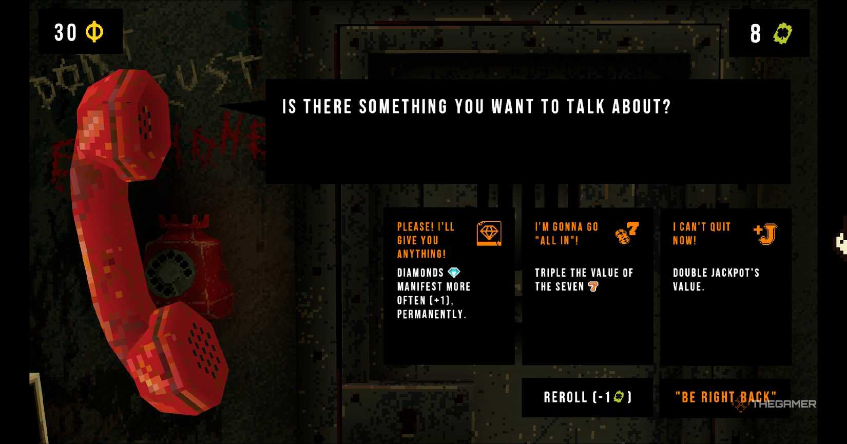 Phone upgrade options being presented in the game CloverPit.