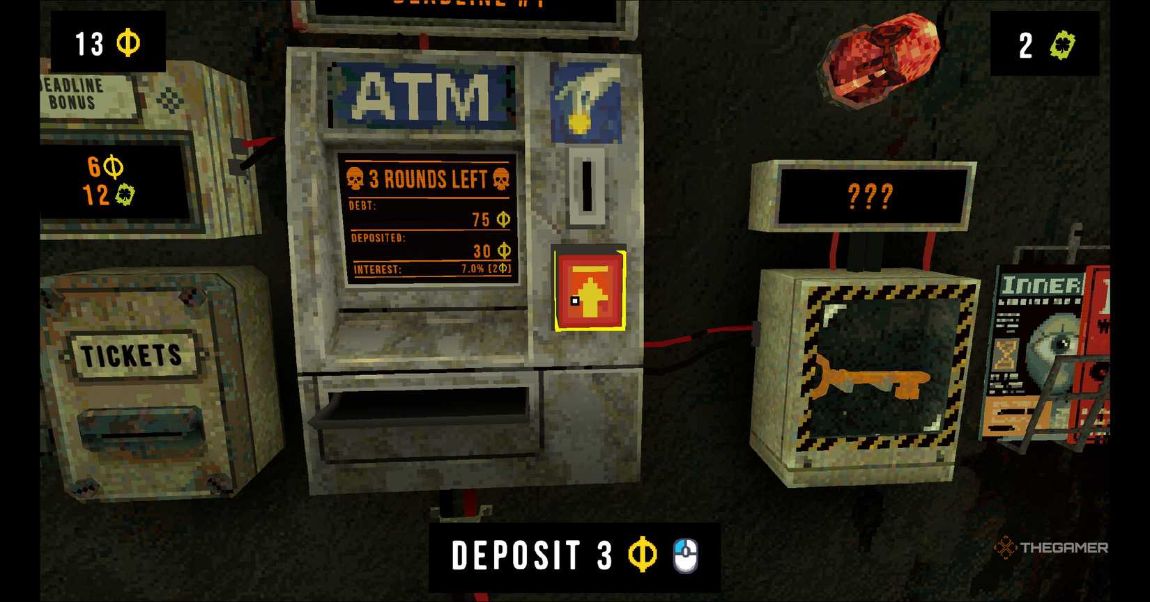 ATM having money deposited into it in the game CloverPit.