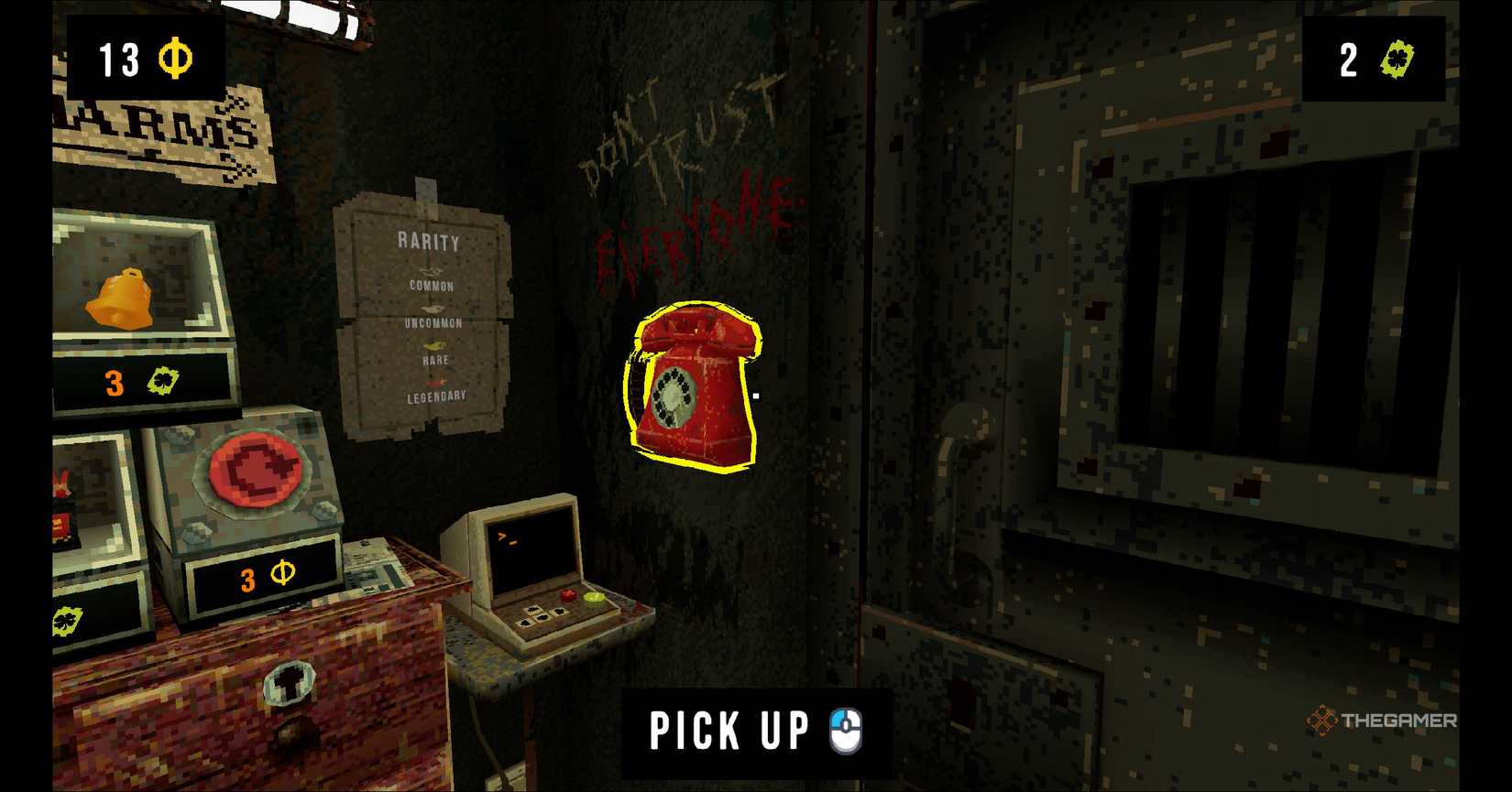 Phone on the wall in the game CloverPit.