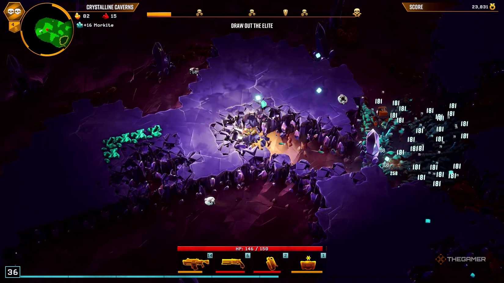 A Dwarf digs a tunnel in Deep Rock Galactic Survivor.
