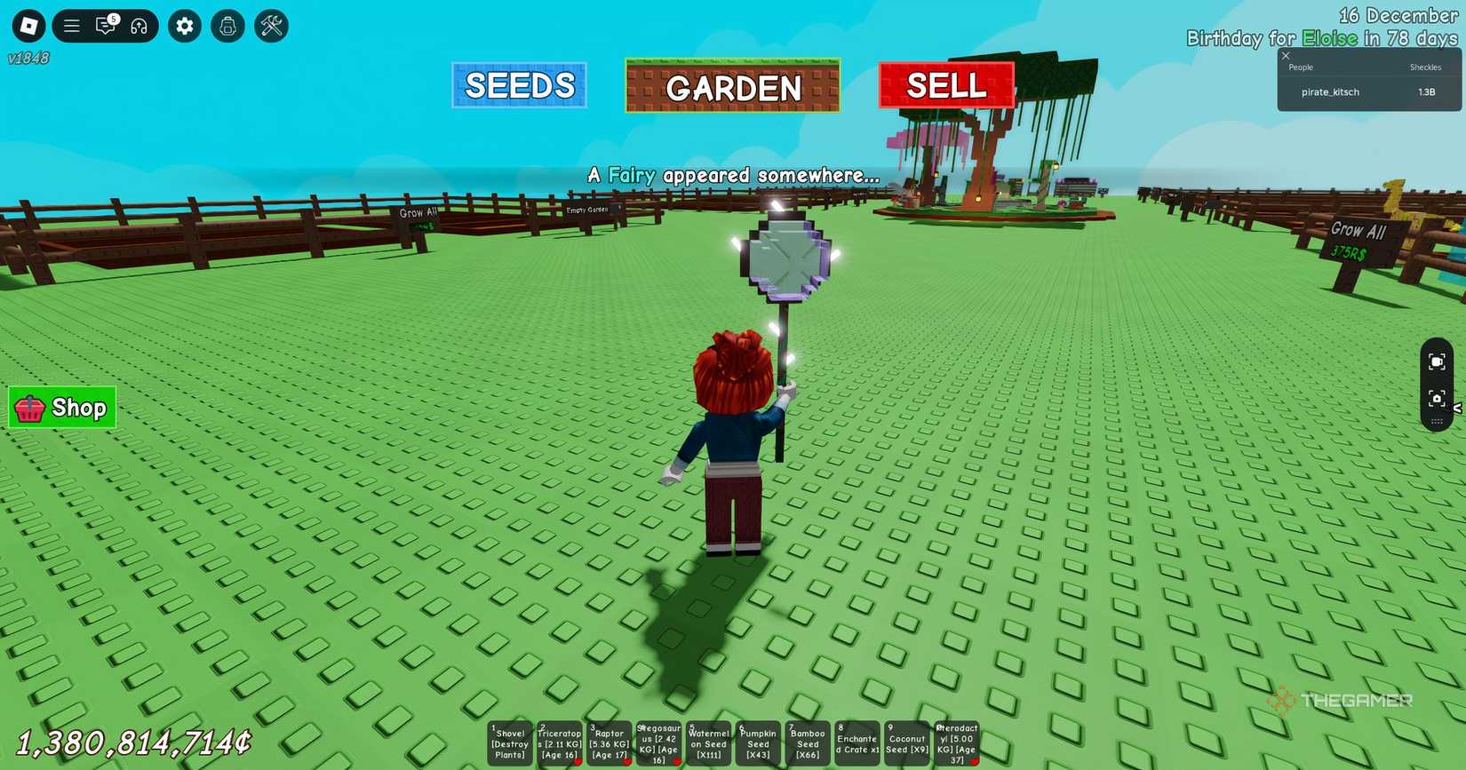 A fairy has appeared notification in Roblox Grow a Garden.