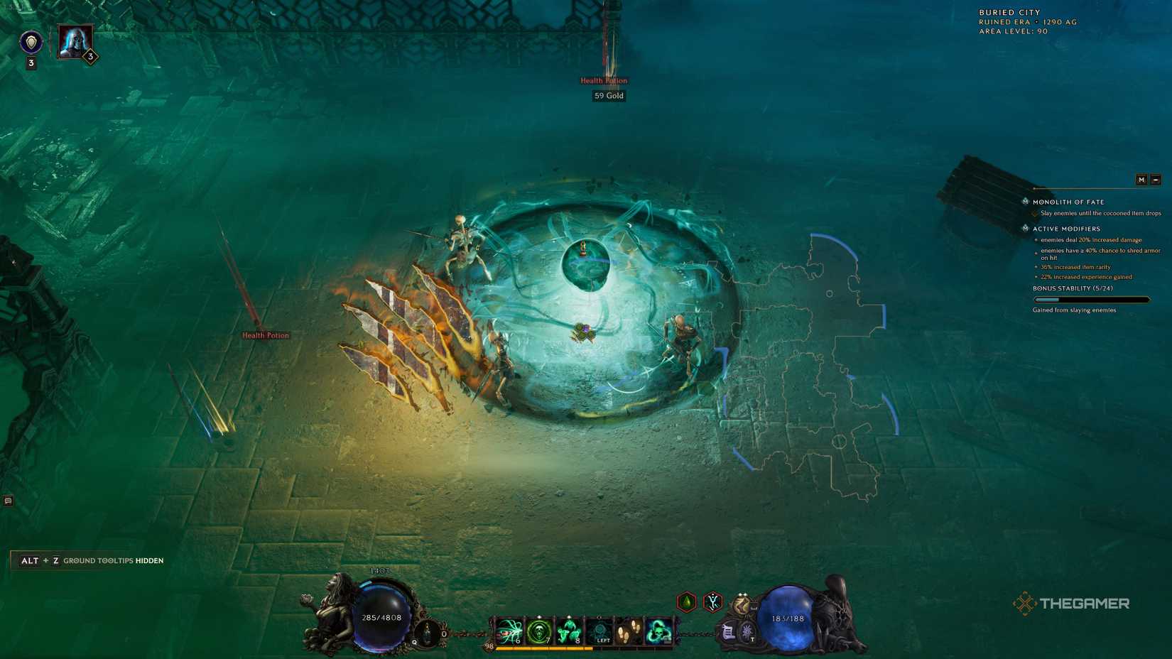 A golden Mysterious Rift that looks like gilded claw marks.
