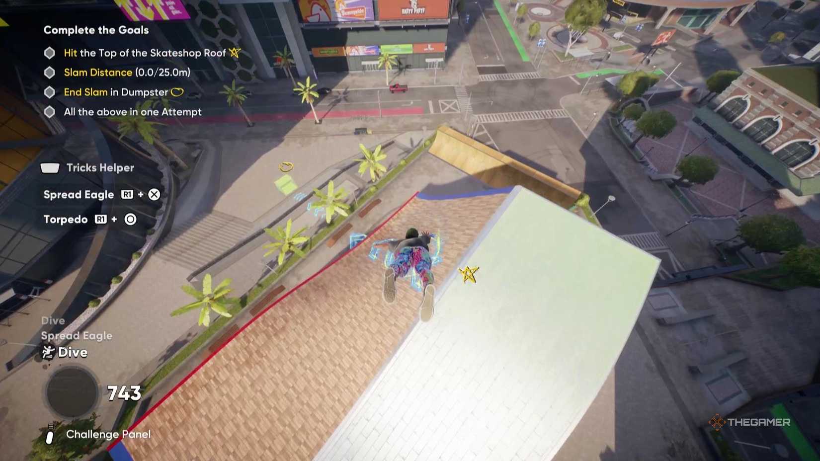 A skater is nearing a rooftop in Skate.