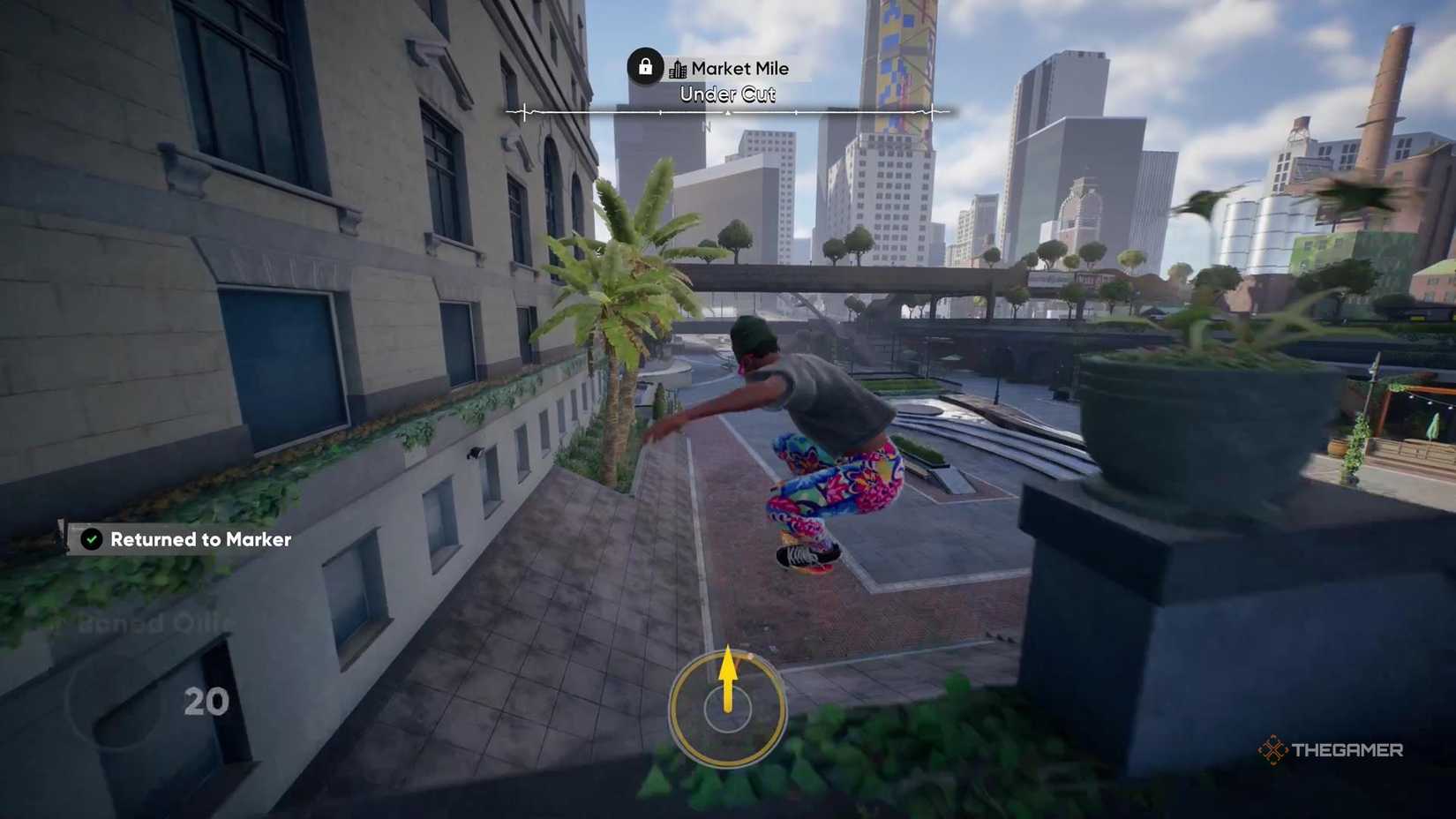 A skater jumps off a ledge on their board in Skate.