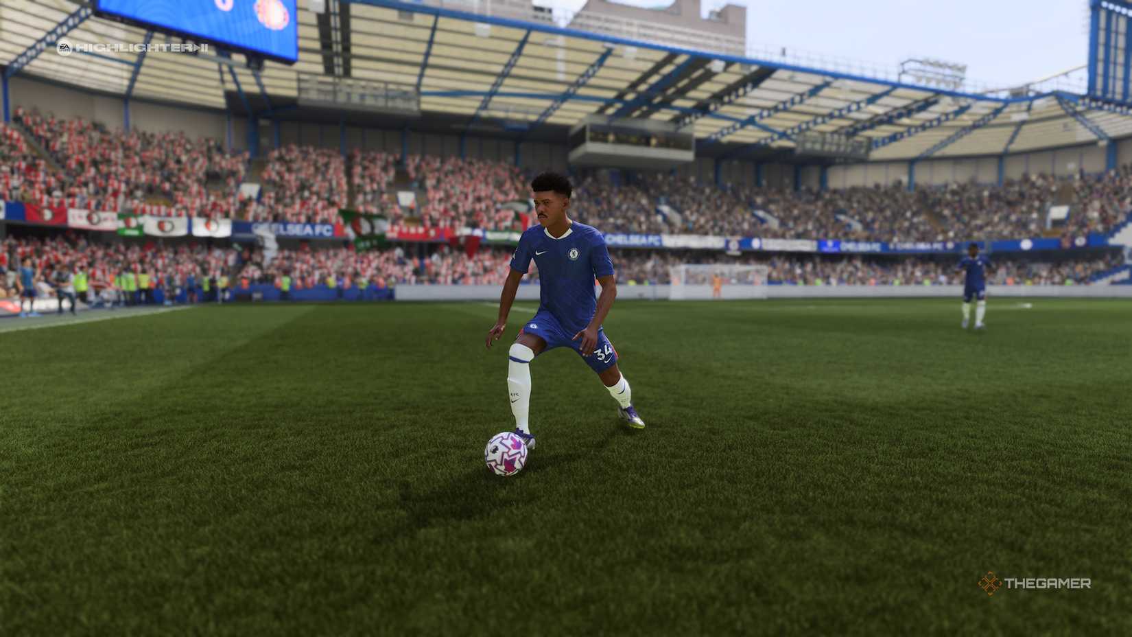Acheampong dribbling with the ball in EA Sports FC 26.