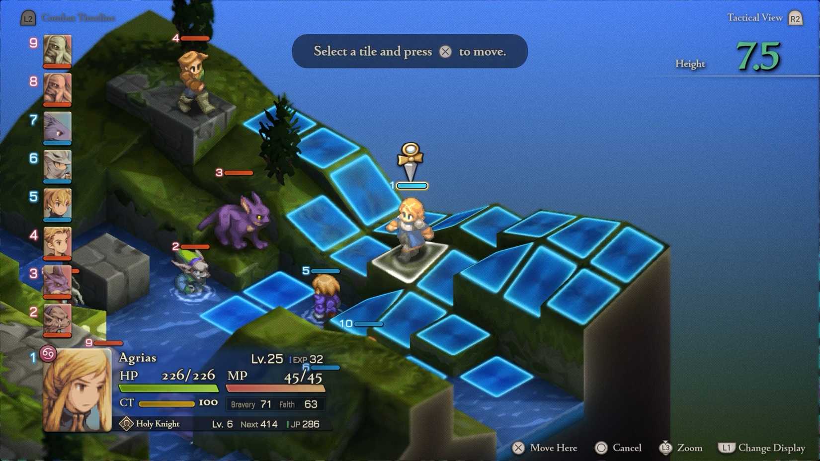 Agrias in battle in Final Fantasy Tactics The Ivalice Chronicles.