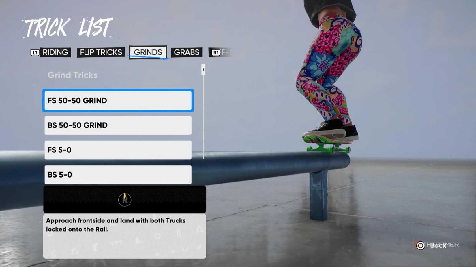 An FS 50-50 Grind in Skate.