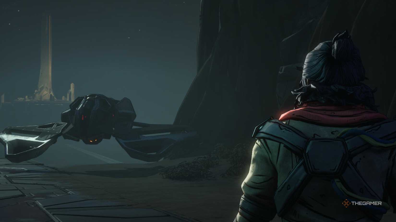 arjay approaches his stolen order ship in borderlands 4.