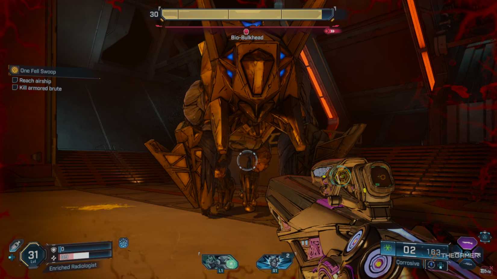 harlowe fights the bio-bulkhead in borderlands 4.