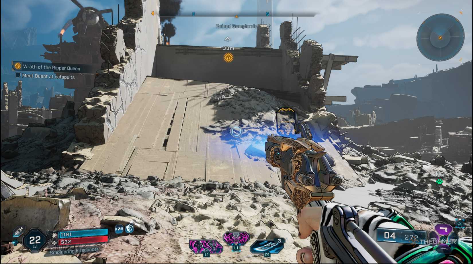 The player behind the building that Quent is on in Borderlands 4. There is a marker showing where he is. 
