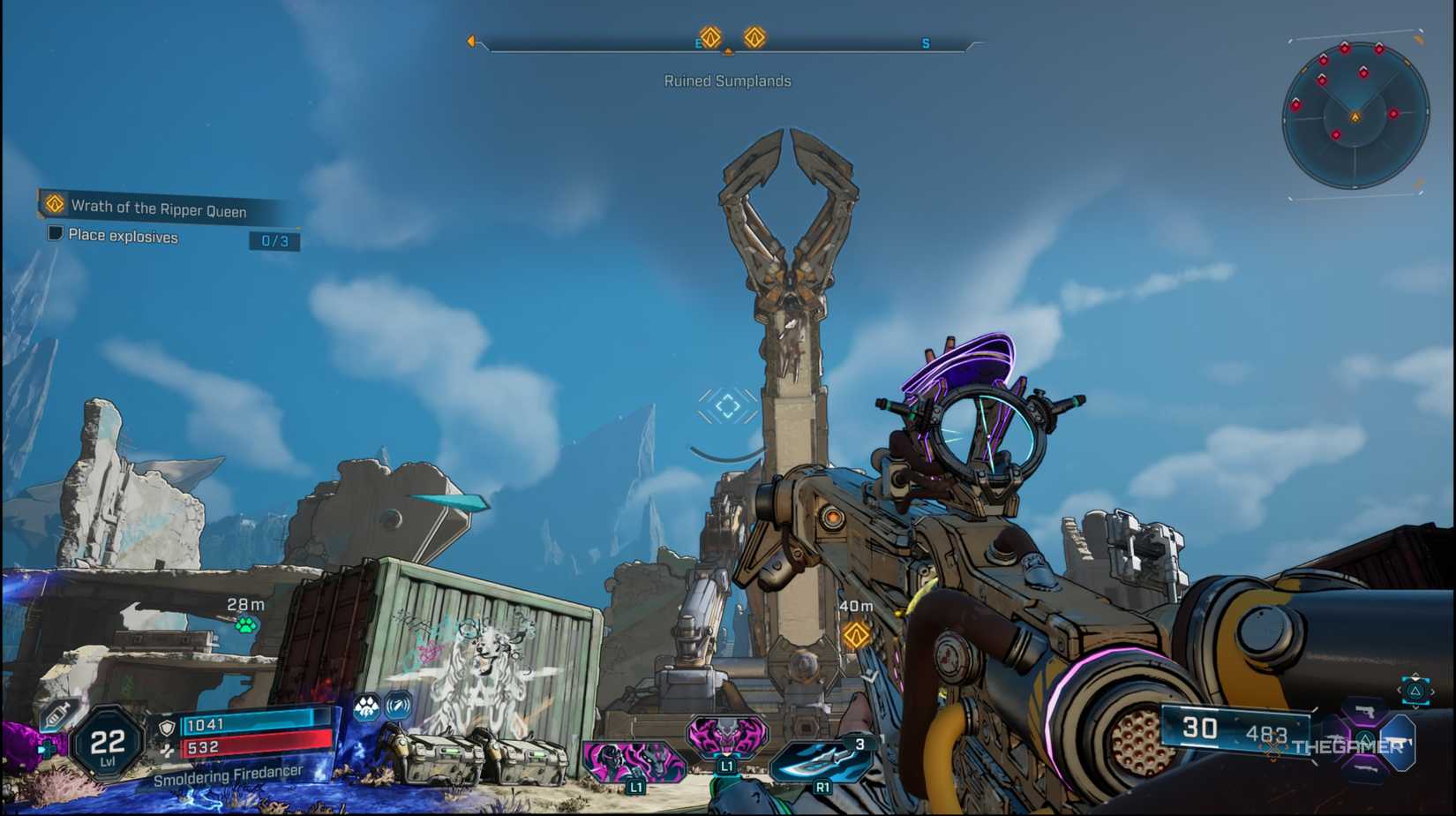 The player looking at a catapult that just launched a shot in Borderlands 4.