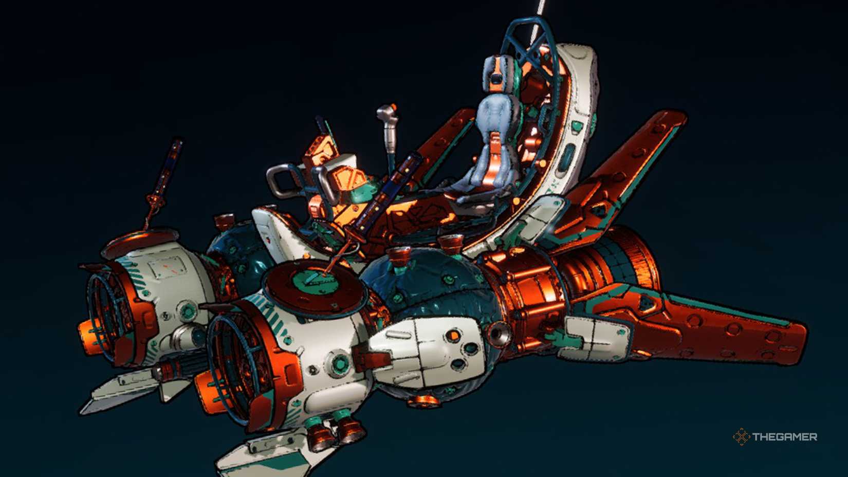 Borderlands 4 Future Proof skin on a vehicle over a blue background.
