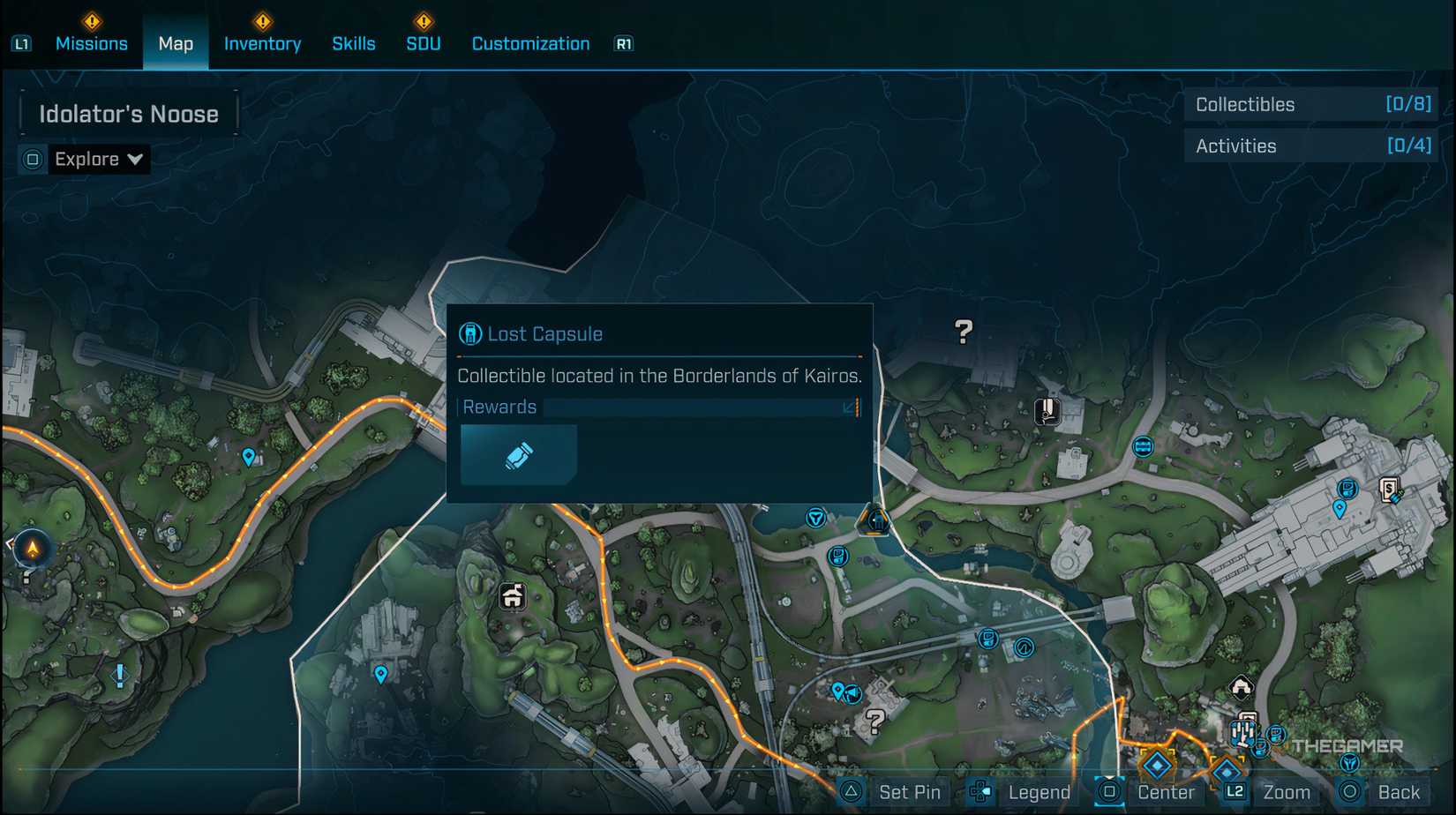 In the map of Borderlands 4 with a Lost Capsule location selected. 