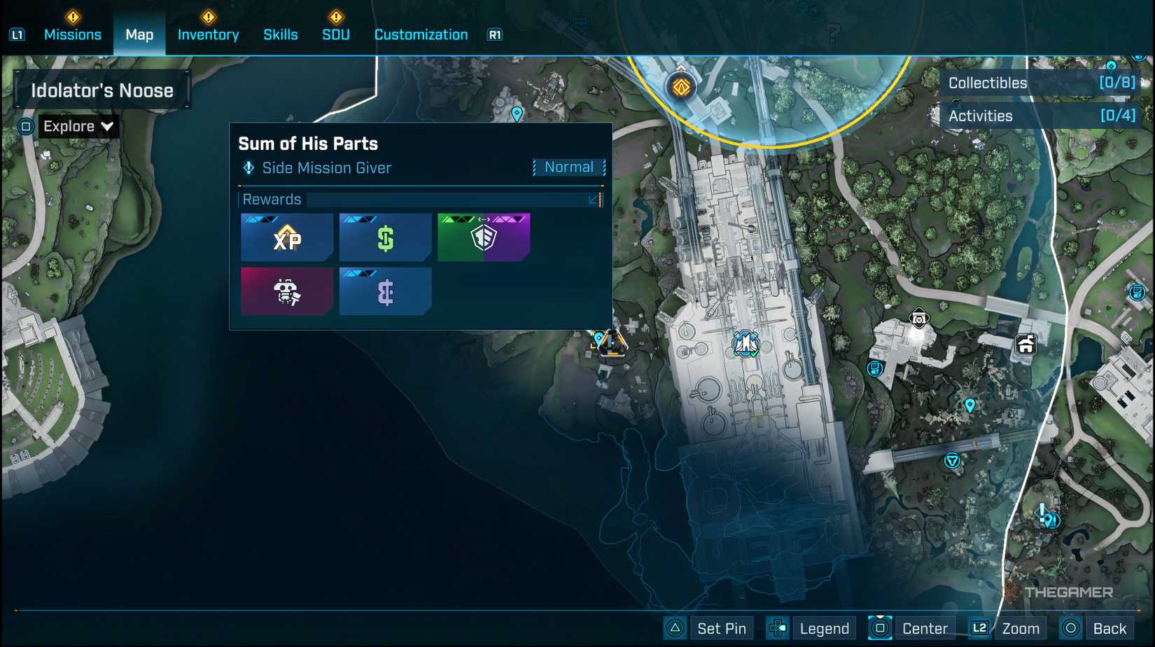 The Sum of His Parts mission highlighted on the map of Borderlands 4. 