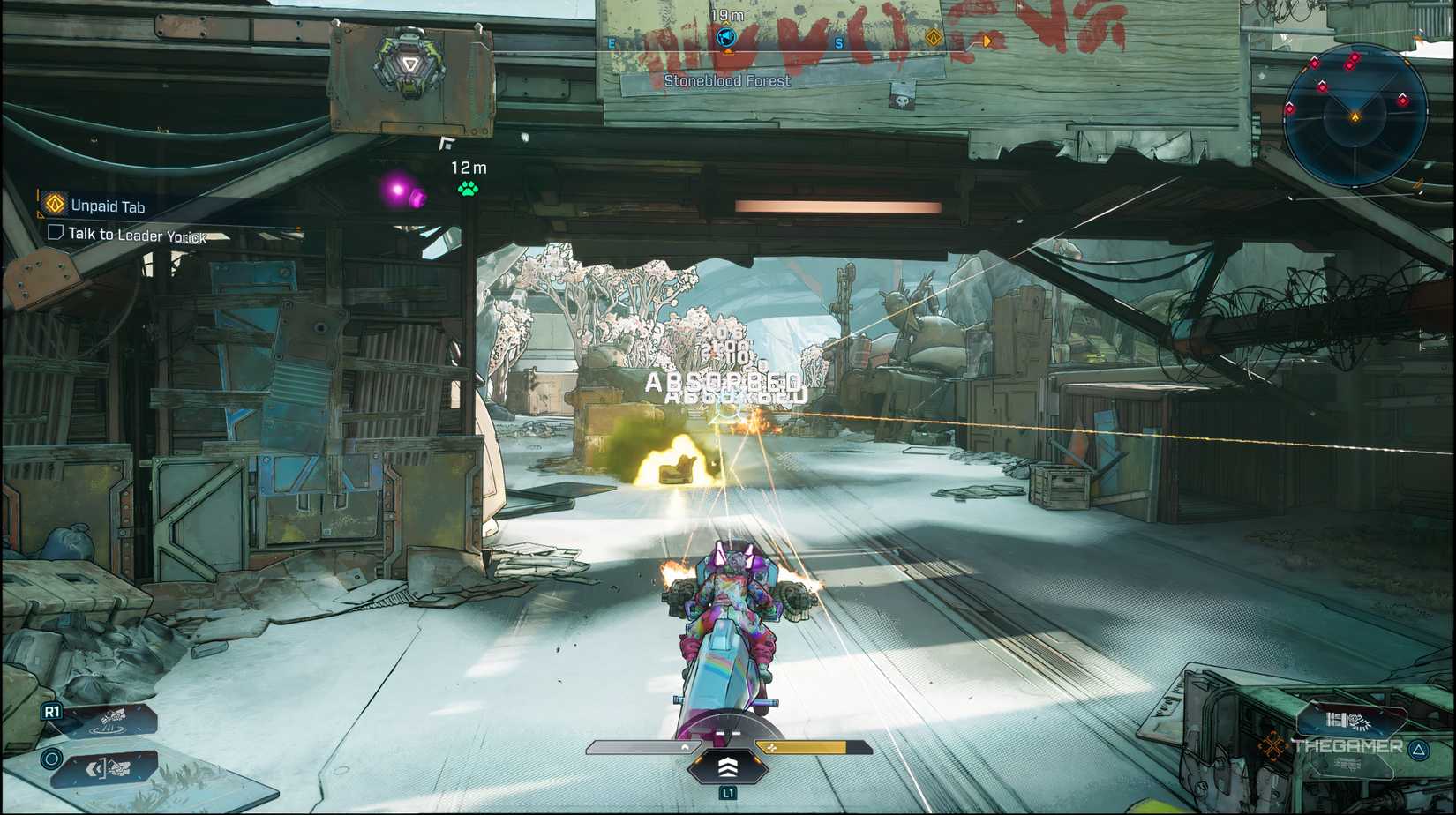 The player attacking enemies in the distance on their vehicle in the Terminus Range in Borderlands 4.