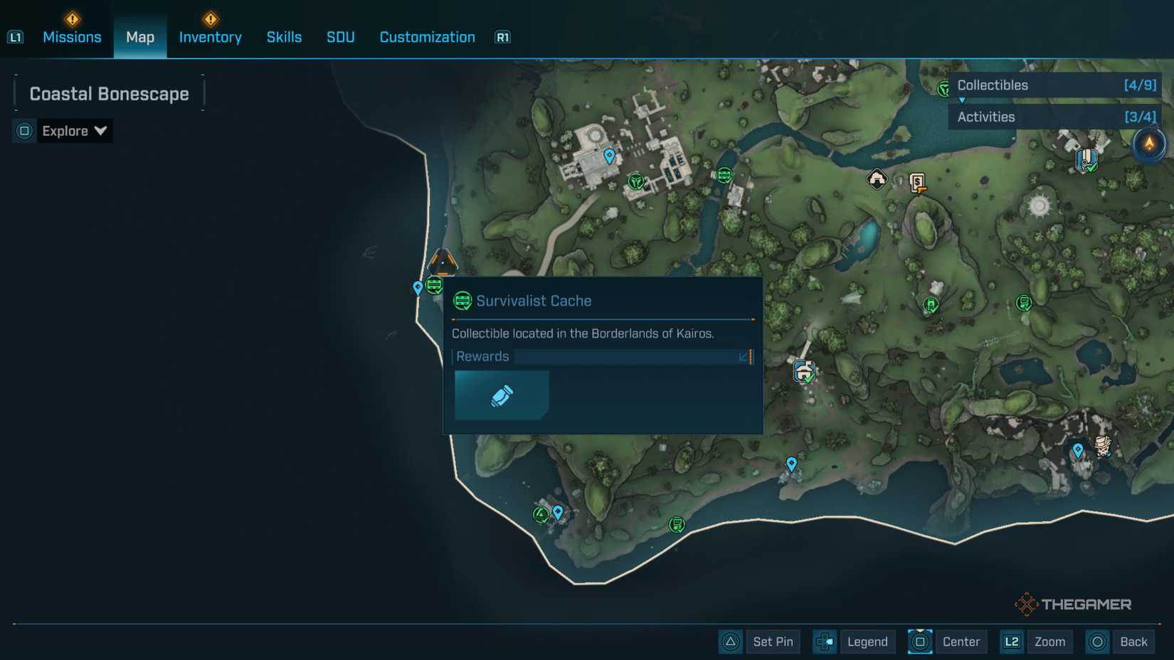 the survivalist cache in the southeast corner of the map is highlighted in borderlands 4.