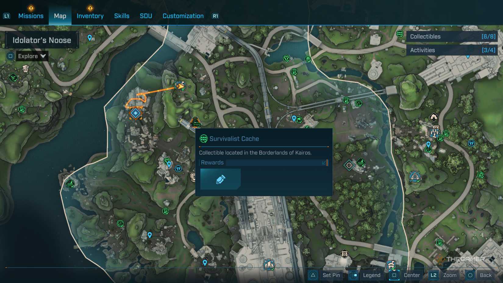 the survivalist cache near someday rise is highlighted on the map in borderlands 4.
