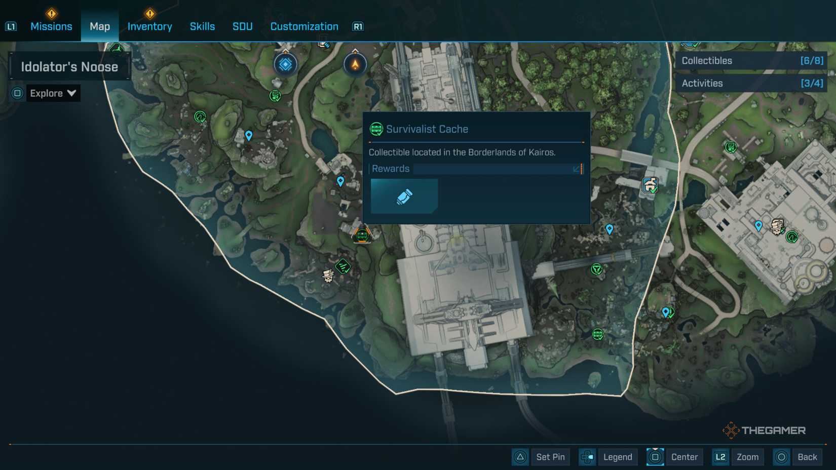 redthumb's survivalist cache is highlighted on the in-game map in borderlands 4.