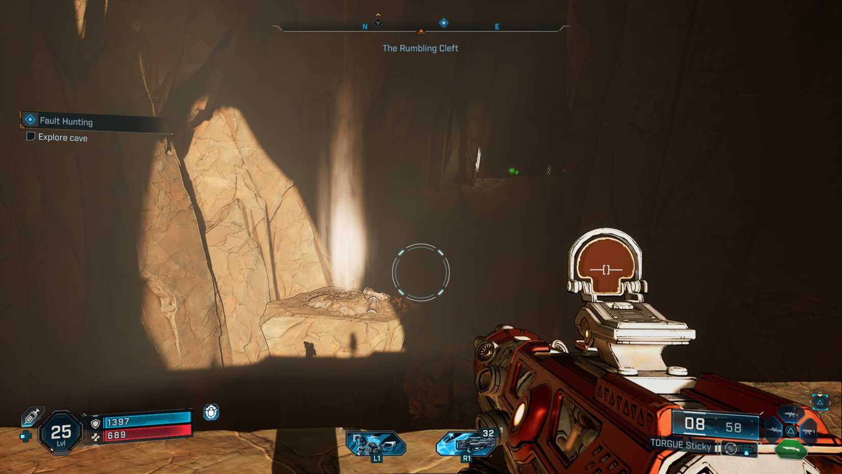 The air geyser at the mouth of the cave in Borderlands 4's 'Fault Hunting' quest.