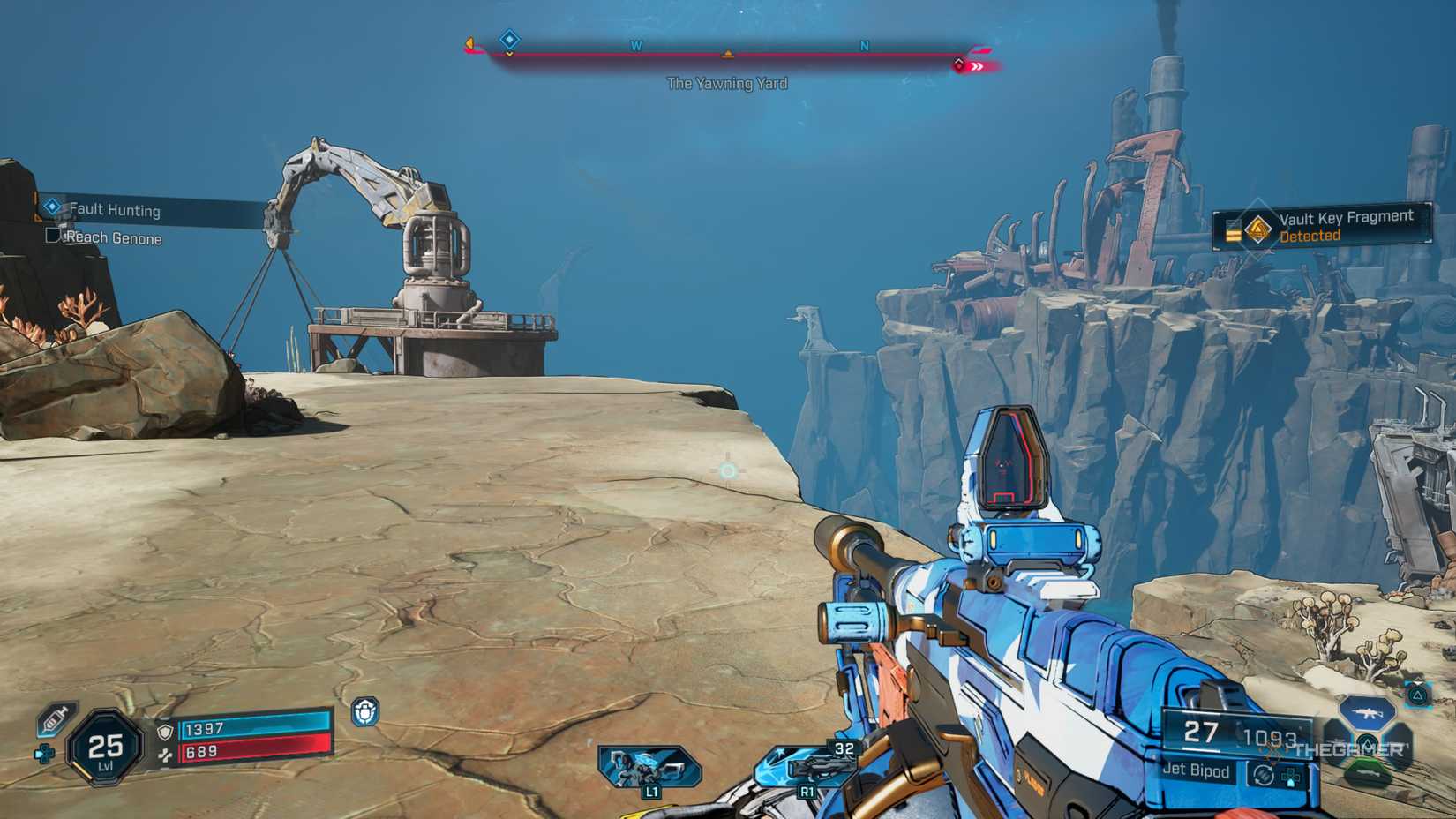 The crane on the cliff over the second hidden lab in the Fault Hunting quest in Borderlands 4.