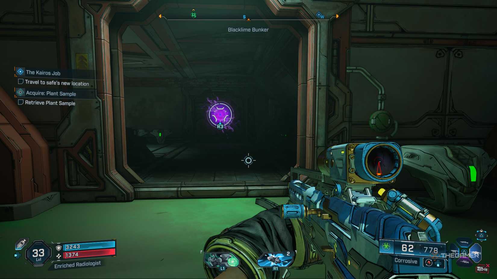 a purple orb hangs in the air after the core observer fight at the bottom of blacklime bunker in borderlands 4.