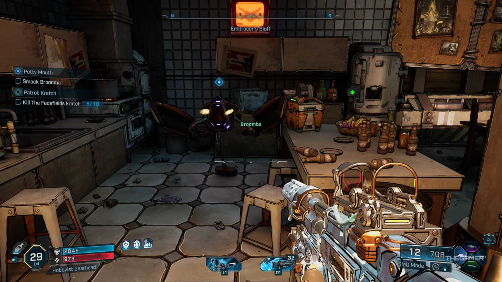 The Broomba floats in the mayor's house in Borderlands 4.