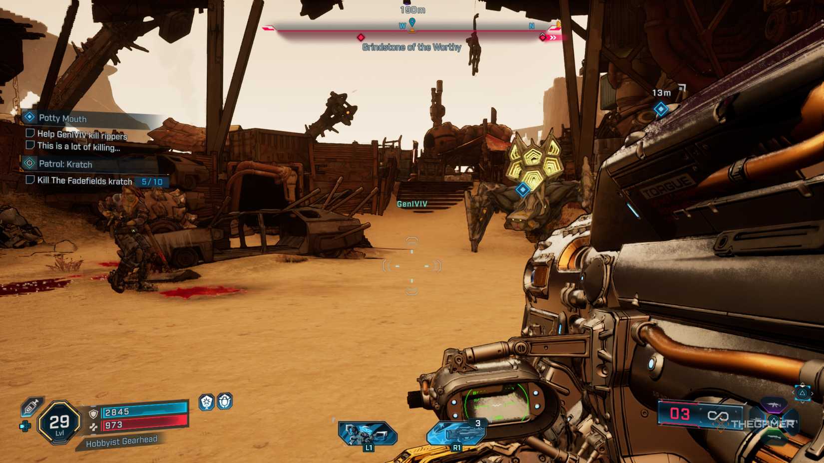 GenIVIV as a Hulkhead fights Rippers in Borderlands 4.