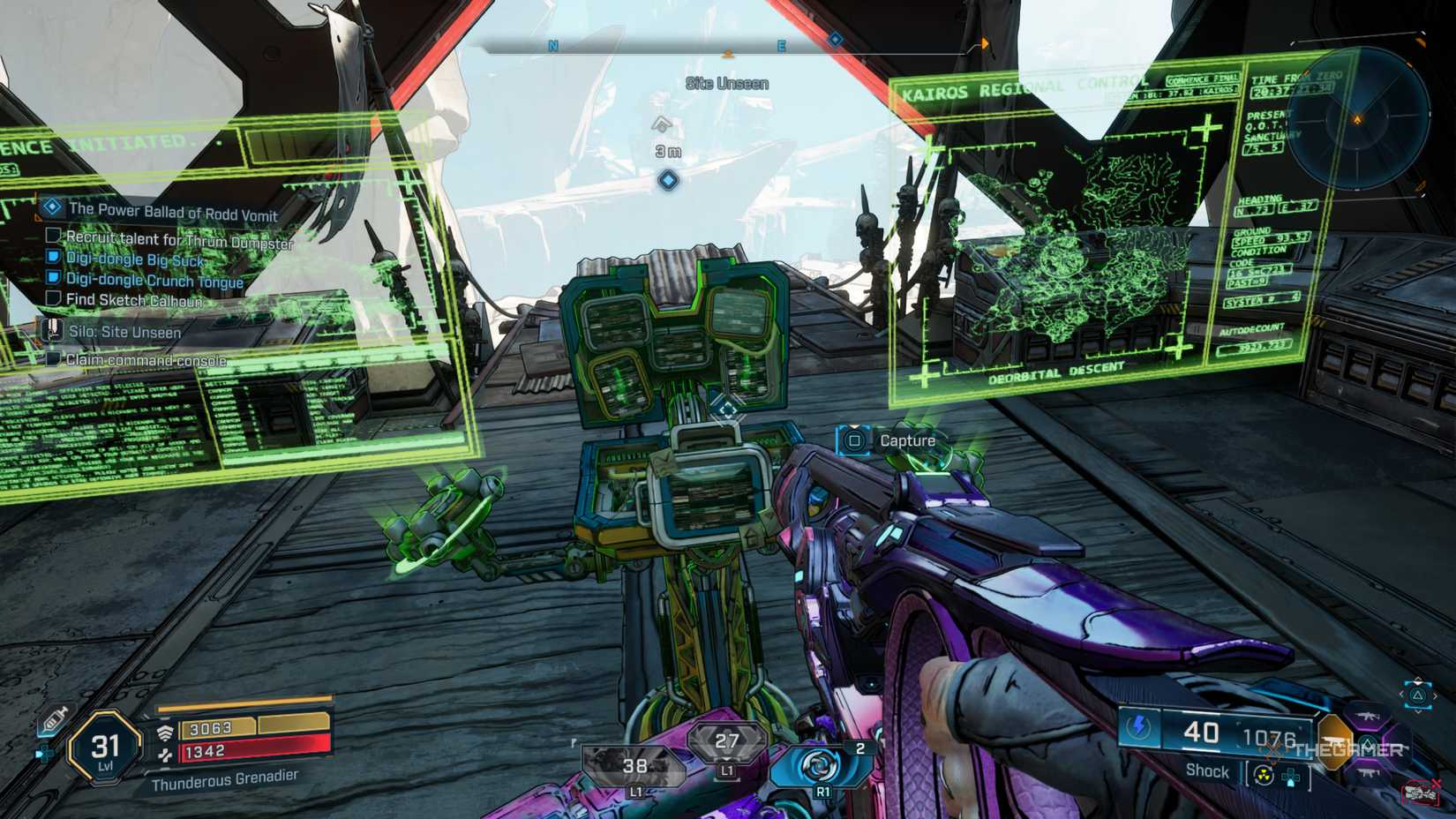 Amon capturing a Silo named Site Unseen in the Carcadia Burns region in Borderlands 4.