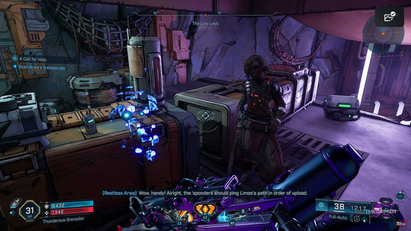 Amon talking to Restless Arwa as ECHO-4 finishes scanning her transponder and disappears in Borderlands 4.