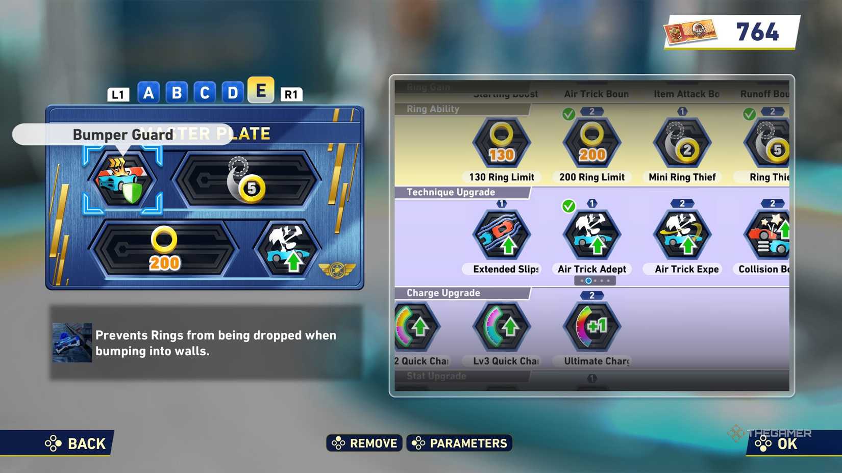 Bumper Guard Gadget on a Gadget Board in Sonic Racing CrossWorlds.