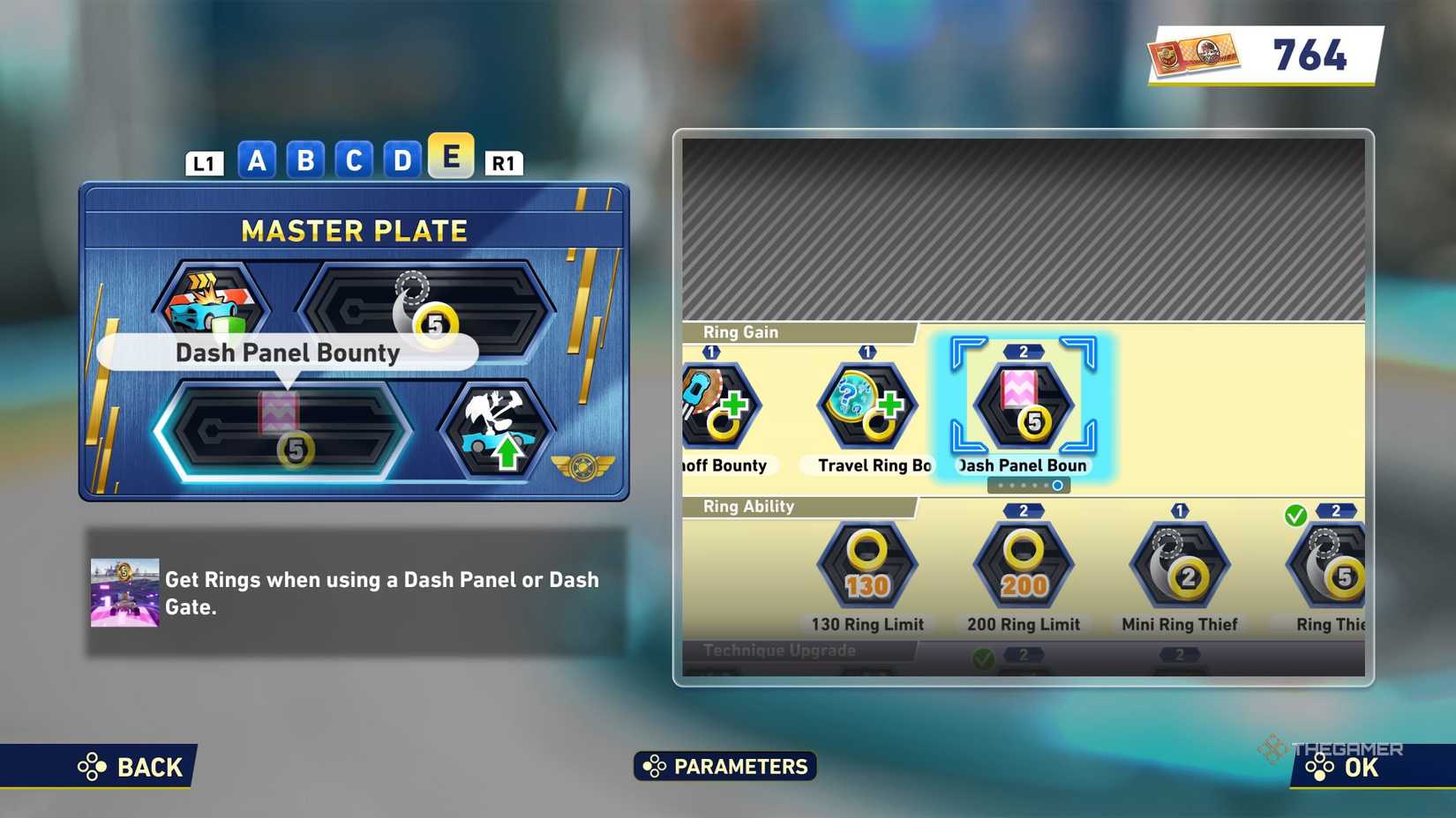 Dash Panel Bounty Gadget on a Gadget Board in Sonic Racing CrossWorlds.