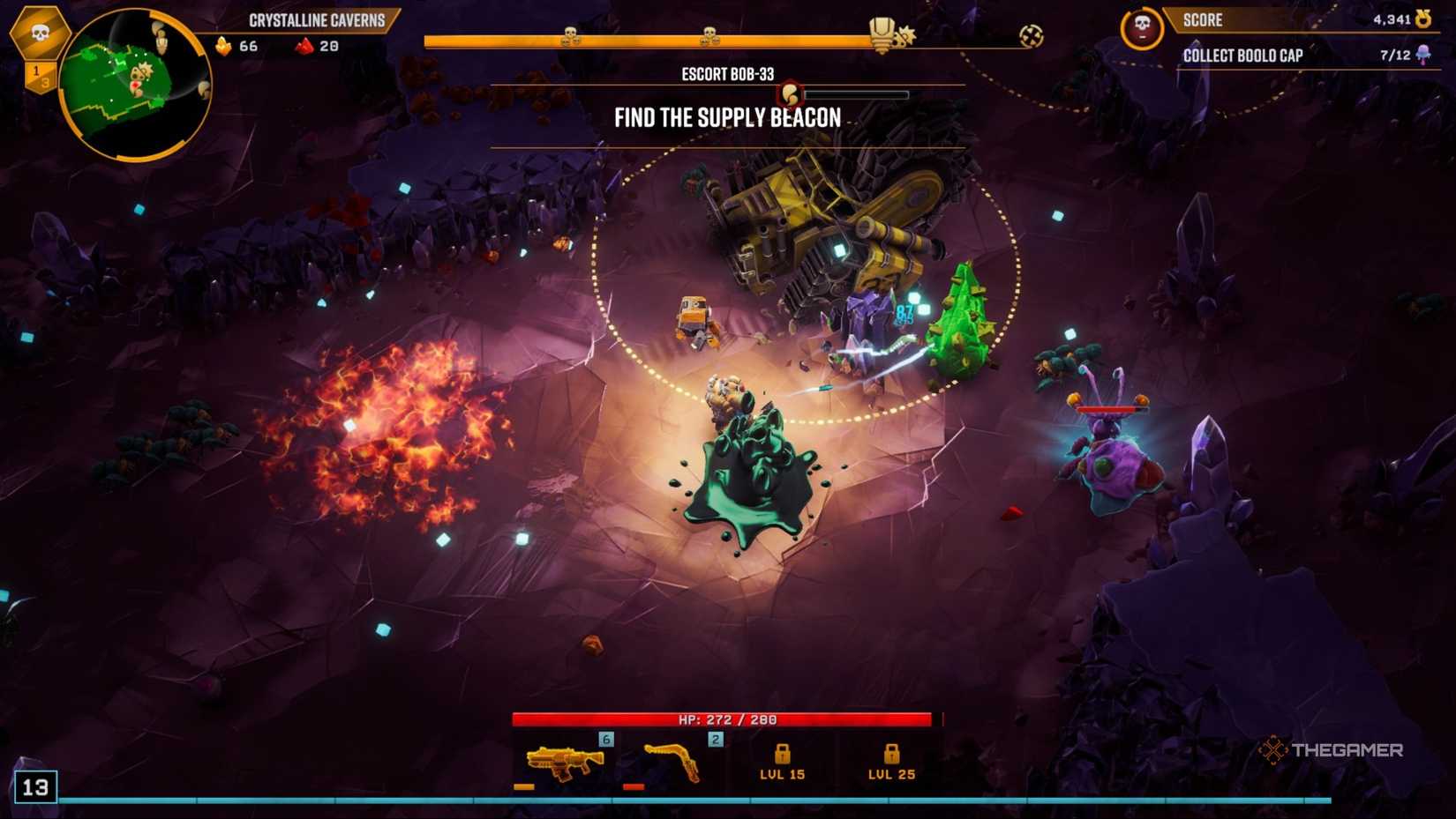 A supply beacon alert in Deep Rock Galactic: Survivor.
