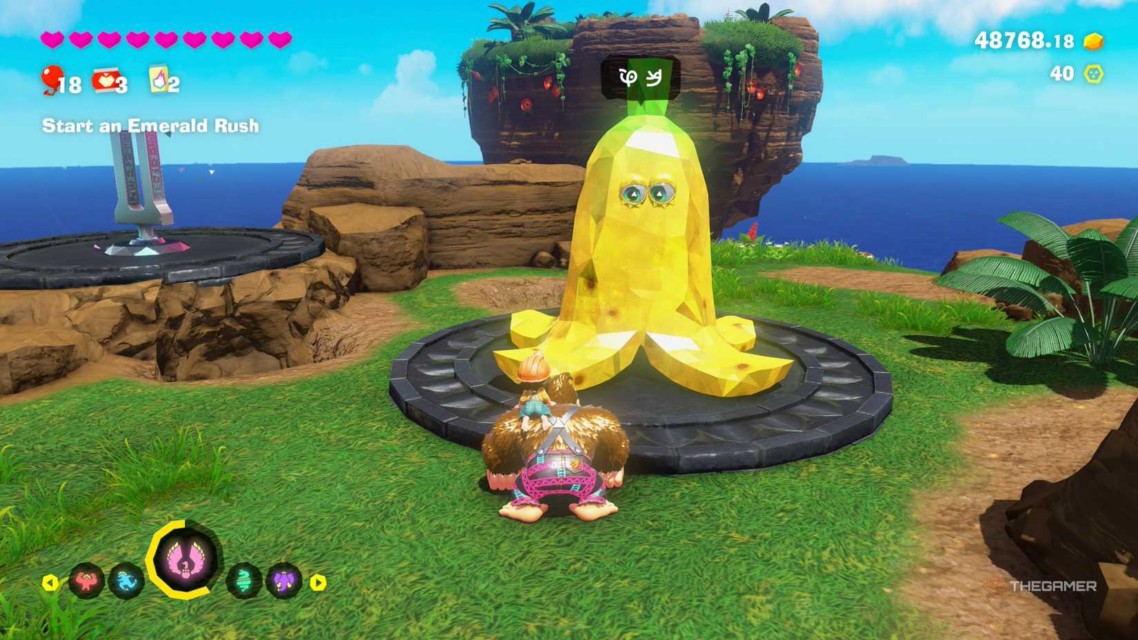 Donkey Kong and Pauline beside Banadiumtone in Donkey Kong Bananza.