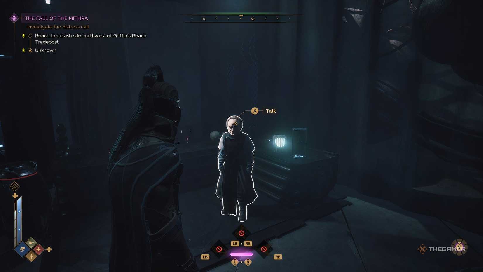 The character in Dune: Awakening looking at Phraxx in his clinic in Harko Village.
