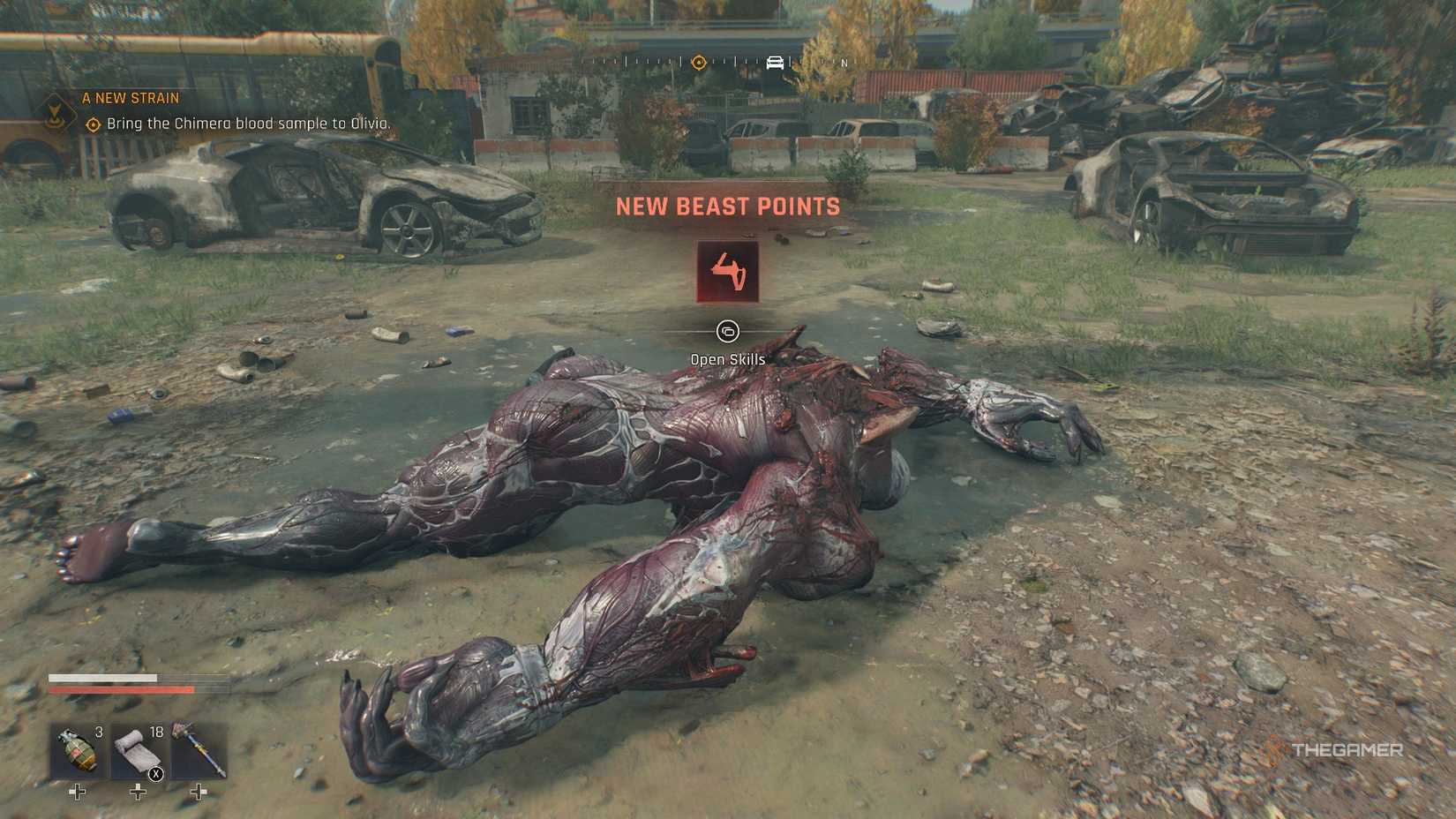 Dying Light Chimera lying on the ground.
