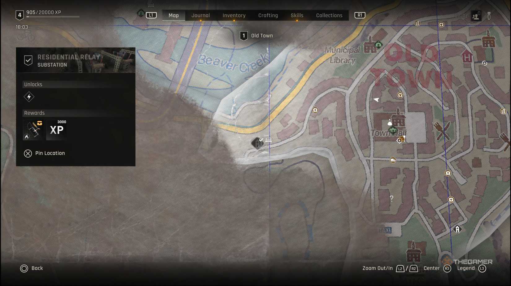 The map of Dying Light: The Beast with location of the substation highlighted.